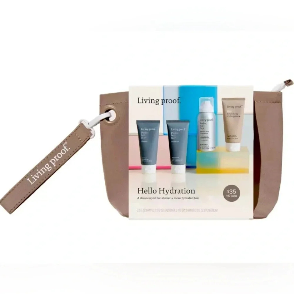 Living Proof Shampoo & Conditioner Hydration 4-Piece Travel Set with Bag New - Picture 3 of 8